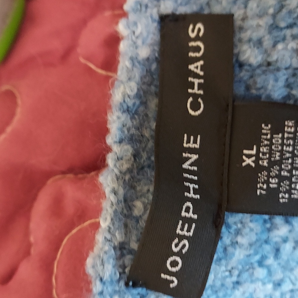 *Josephine Chaus Light Blue with White Long Sleeve Wool Blend Sweater Size XL - Picture 6 of 8